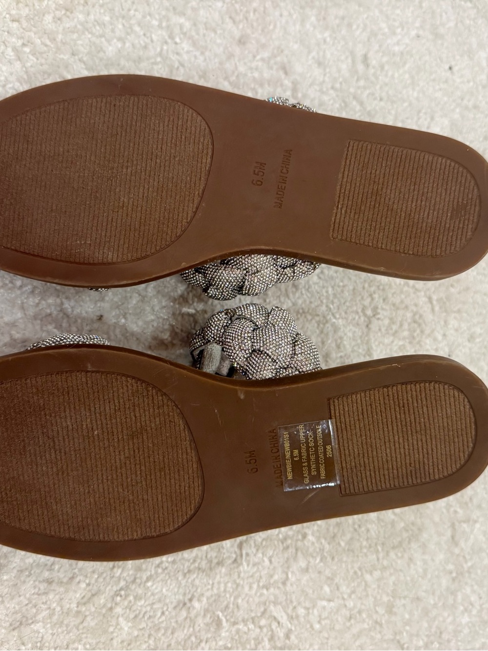 Steve Madden Silver Crystal Braided Slide Sandals - Picture 4 of 4